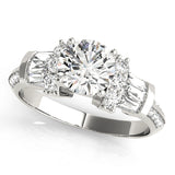 Resplendent Fancy Shape Baguette Remounts Round Diamond Engagement Ring — 9K/18K Gold & Platinum