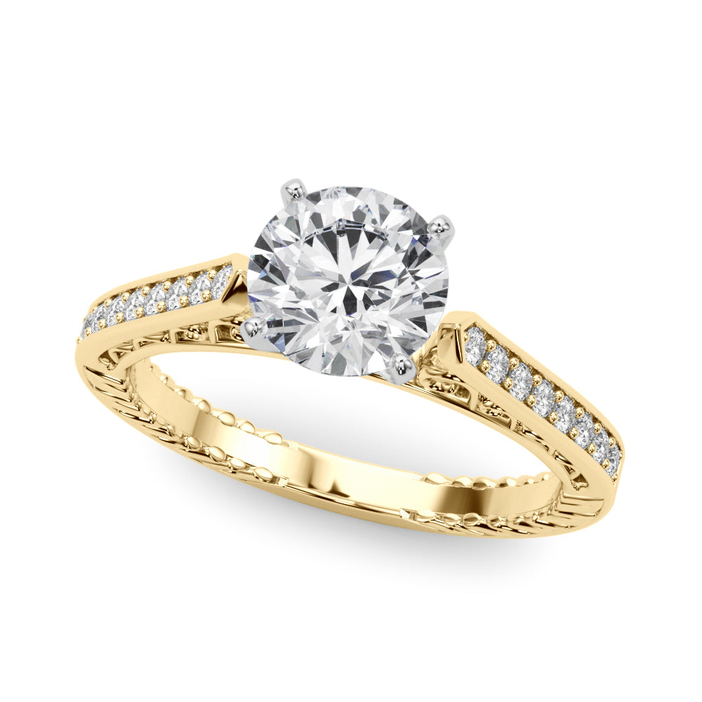 Vintage-Inspired Antique Round Diamond Engagement Ring — 9K/18K Gold & Platinum