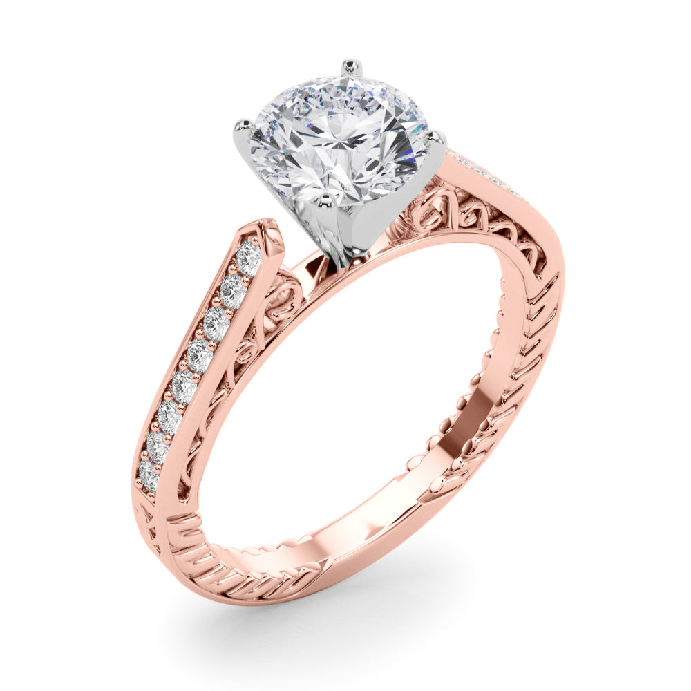 Vintage-Inspired Antique Round Diamond Engagement Ring — 9K/18K Gold & Platinum