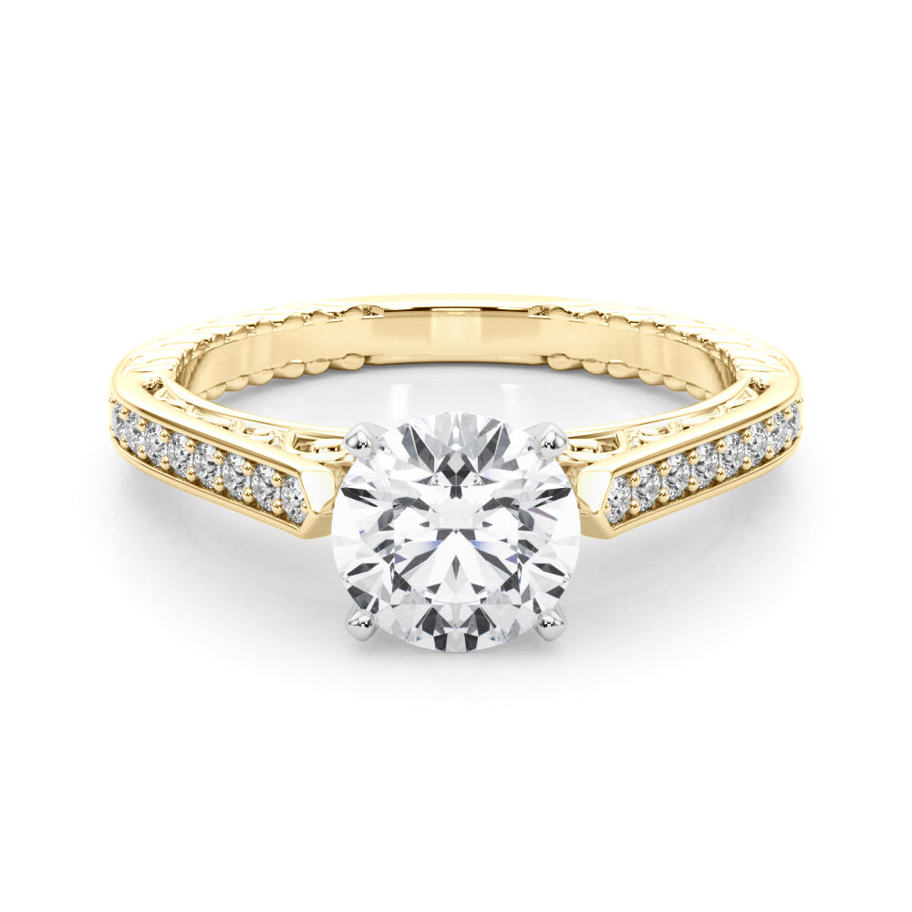 Vintage-Inspired Antique Round Diamond Engagement Ring — 9K/18K Gold & Platinum