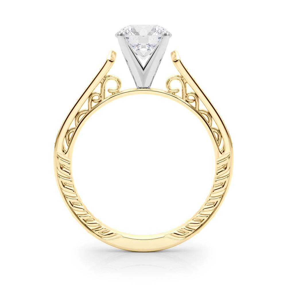 Vintage-Inspired Antique Round Diamond Engagement Ring — 9K/18K Gold & Platinum