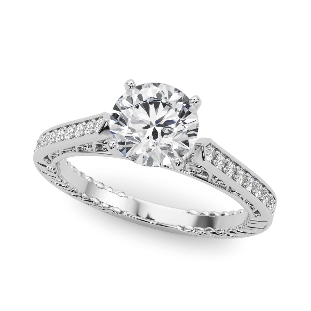 Vintage-Inspired Antique Round Diamond Engagement Ring — 9K/18K Gold & Platinum