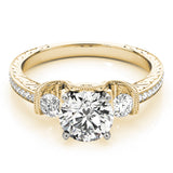 Heirloom Three-Stone Round Diamond Engagement Ring — 9K/18K Gold & Platinum