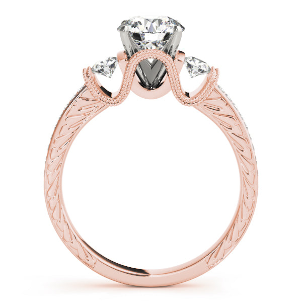 Heirloom Three-Stone Round Diamond Engagement Ring — 9K/18K Gold & Platinum