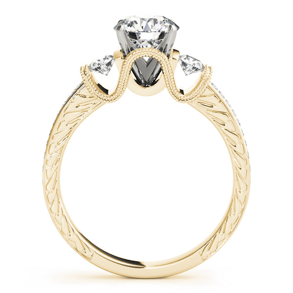 Heirloom Three-Stone Round Diamond Engagement Ring — 9K/18K Gold & Platinum