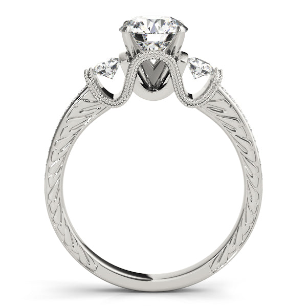 Heirloom Three-Stone Round Diamond Engagement Ring — 9K/18K Gold & Platinum