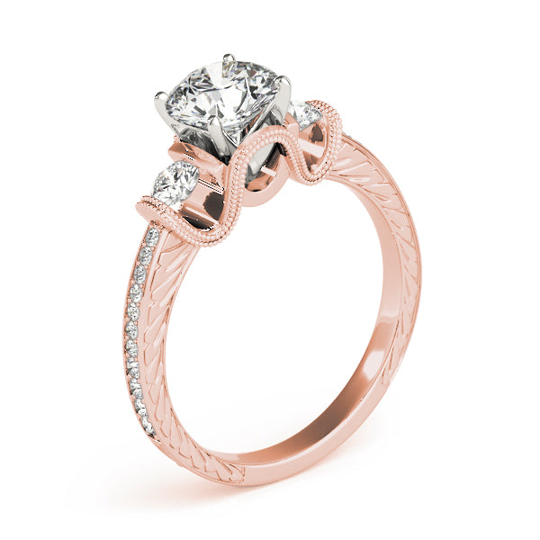 Heirloom Three-Stone Round Diamond Engagement Ring — 9K/18K Gold & Platinum