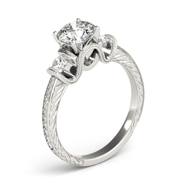 Heirloom Three-Stone Round Diamond Engagement Ring — 9K/18K Gold & Platinum