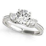 Heirloom Three-Stone Round Diamond Engagement Ring — 9K/18K Gold & Platinum