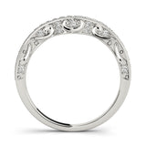 Antique Style Filigree Milgrain Curved Half Eternity Ring in Gold & Platinum