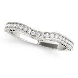 Antique Style Filigree Milgrain Curved Half Eternity Ring in Gold & Platinum