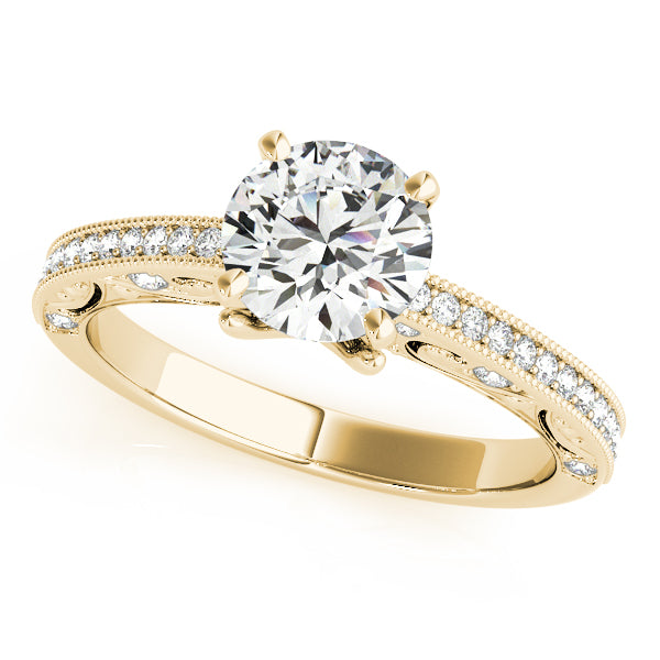 Luxe Antique Round Diamond Engagement Ring — 9K/18K Gold & Platinum