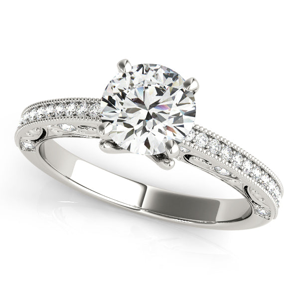 Luxe Antique Round Diamond Engagement Ring — 9K/18K Gold & Platinum