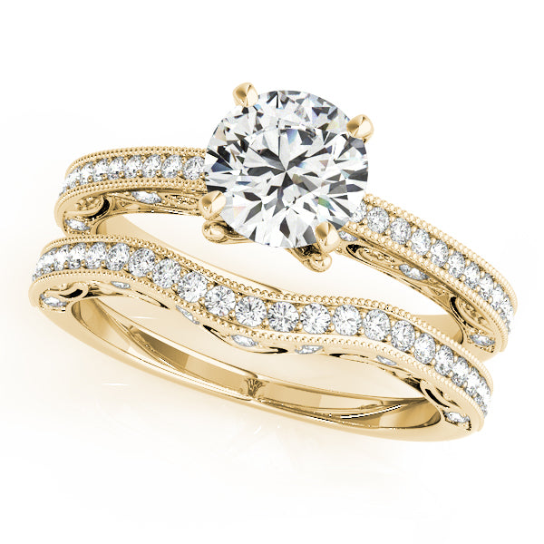 Luxe Antique Round Diamond Engagement Ring — 9K/18K Gold & Platinum