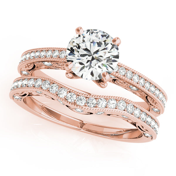 Luxe Antique Round Diamond Engagement Ring — 9K/18K Gold & Platinum