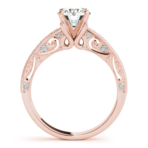 Luxe Antique Round Diamond Engagement Ring — 9K/18K Gold & Platinum