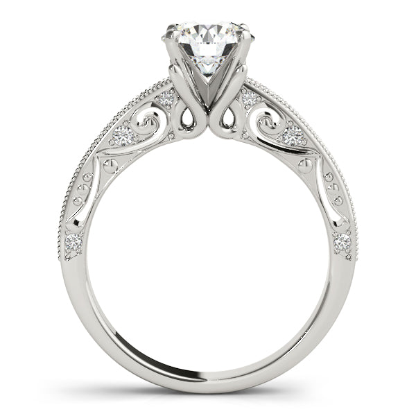 Luxe Antique Round Diamond Engagement Ring — 9K/18K Gold & Platinum