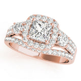Brilliant Sidestone Cushion Diamond Engagement Ring — 9K/18K Gold & Platinum