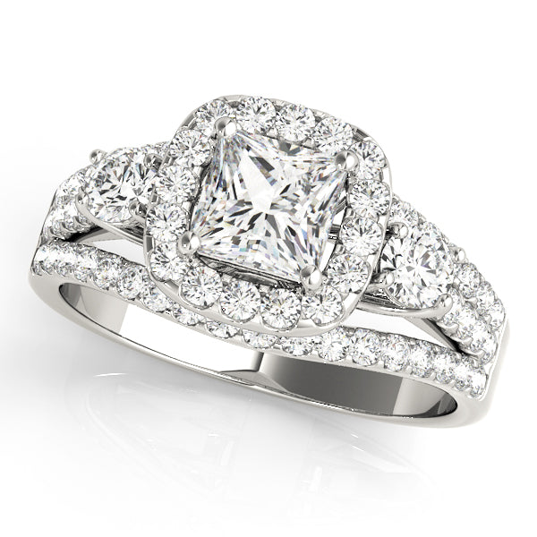 Brilliant Sidestone Cushion Diamond Engagement Ring — 9K/18K Gold & Platinum