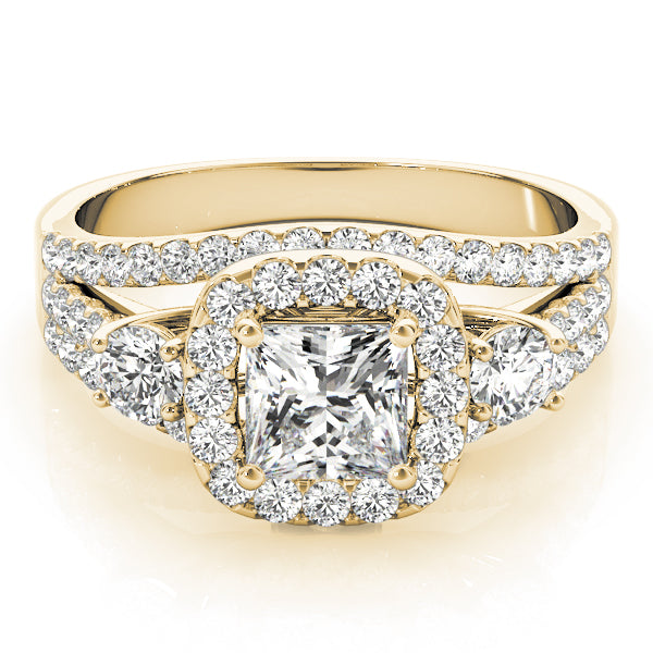 Brilliant Sidestone Cushion Diamond Engagement Ring — 9K/18K Gold & Platinum