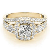 Brilliant Sidestone Cushion Diamond Engagement Ring — 9K/18K Gold & Platinum