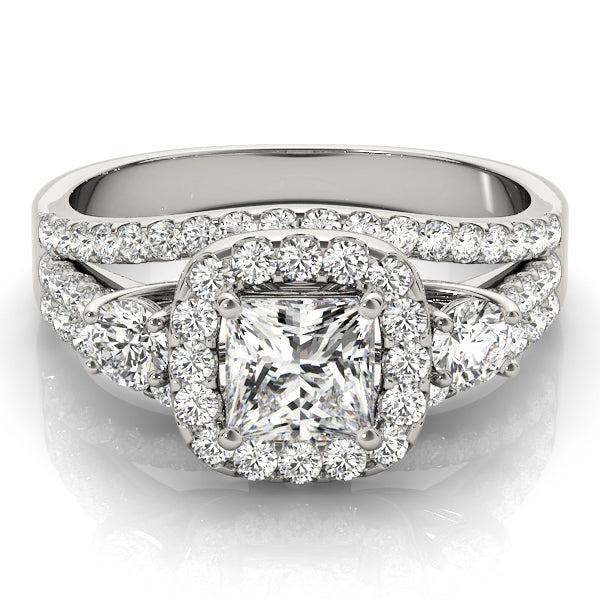Brilliant Sidestone Cushion Diamond Engagement Ring — 9K/18K Gold & Platinum