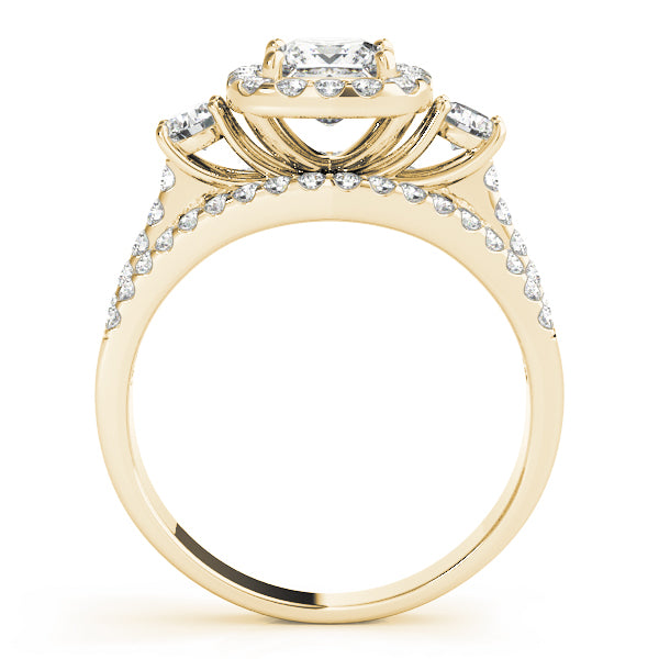 Brilliant Sidestone Cushion Diamond Engagement Ring — 9K/18K Gold & Platinum