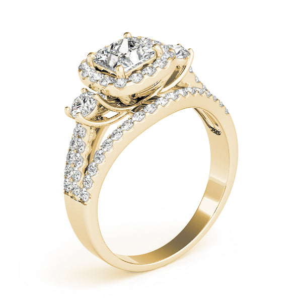 Brilliant Sidestone Cushion Diamond Engagement Ring — 9K/18K Gold & Platinum