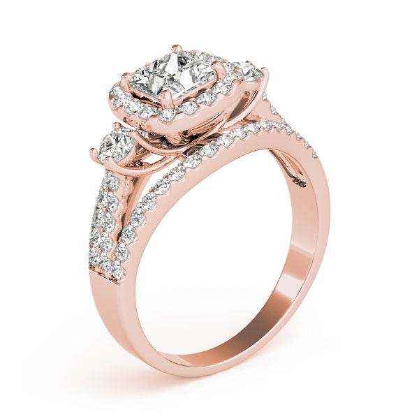 Brilliant Sidestone Cushion Diamond Engagement Ring — 9K/18K Gold & Platinum