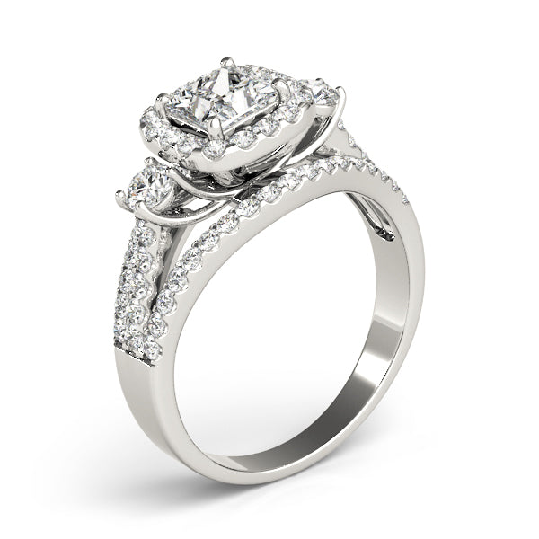 Brilliant Sidestone Cushion Diamond Engagement Ring — 9K/18K Gold & Platinum