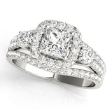 Brilliant Sidestone Cushion Diamond Engagement Ring — 9K/18K Gold & Platinum