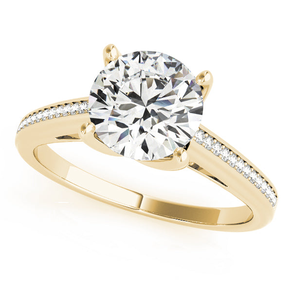 Exquisite Channel-Set Round Diamond Engagement Ring — 9K/18K Gold & Platinum