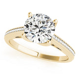 Exquisite Channel-Set Round Diamond Engagement Ring — 9K/18K Gold & Platinum