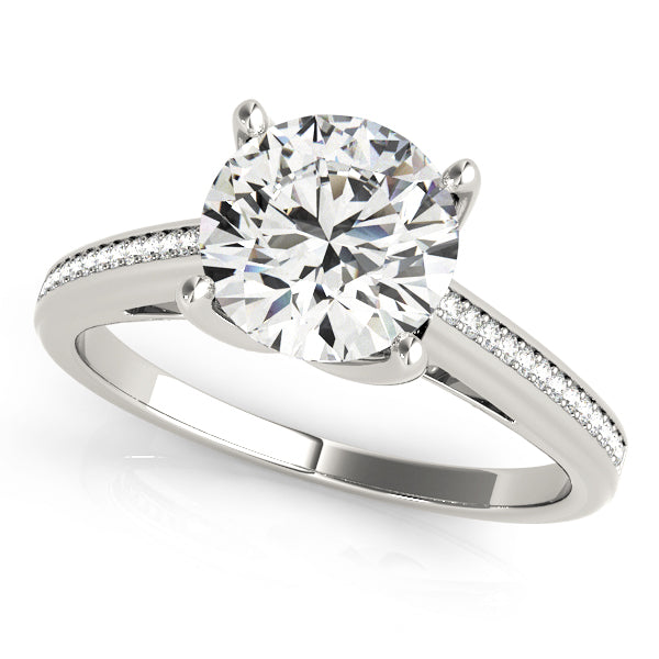 Exquisite Channel-Set Round Diamond Engagement Ring — 9K/18K Gold & Platinum