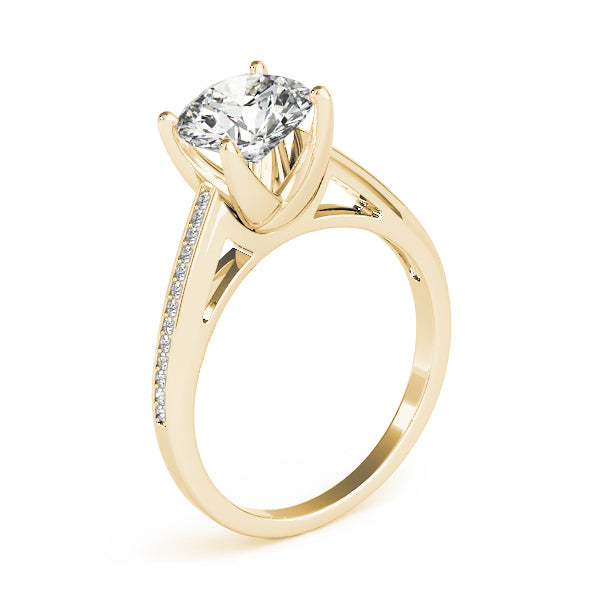 Exquisite Channel-Set Round Diamond Engagement Ring — 9K/18K Gold & Platinum