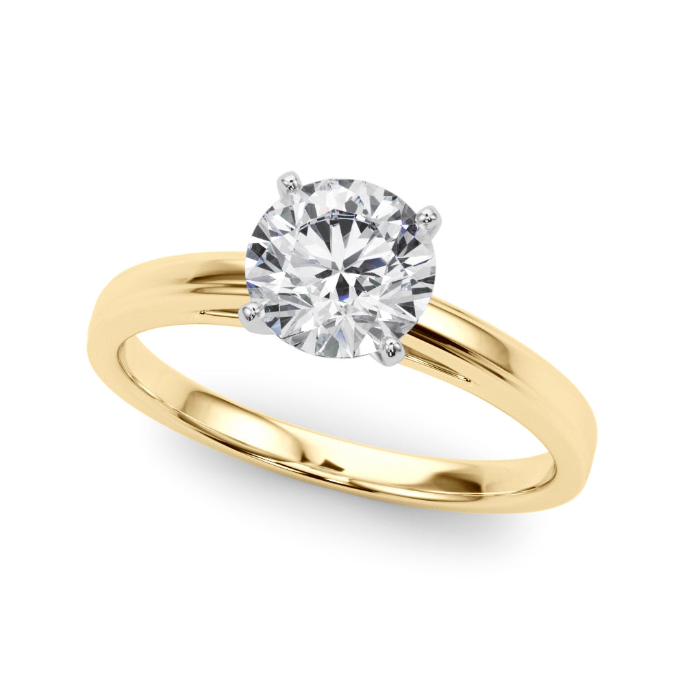 Radiant Solitaires Any Shape Round Diamond Engagement Ring — 9K/18K Gold & Platinum