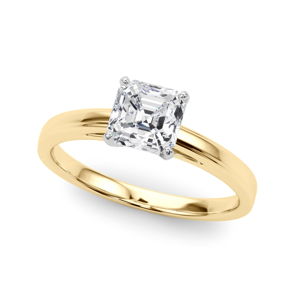Radiant Solitaires Any Shape Round Diamond Engagement Ring — 9K/18K Gold & Platinum