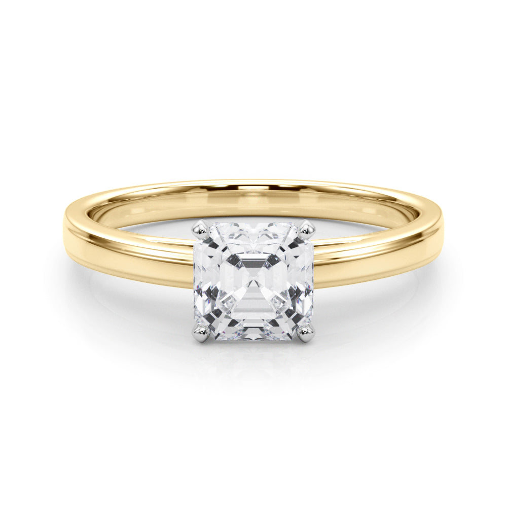 Radiant Solitaires Any Shape Round Diamond Engagement Ring — 9K/18K Gold & Platinum