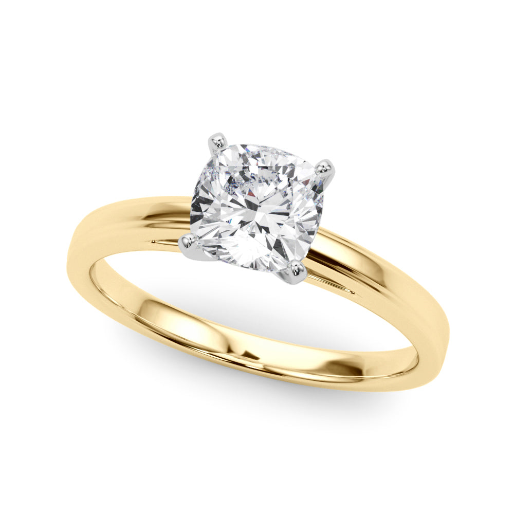 Radiant Solitaires Any Shape Round Diamond Engagement Ring — 9K/18K Gold & Platinum