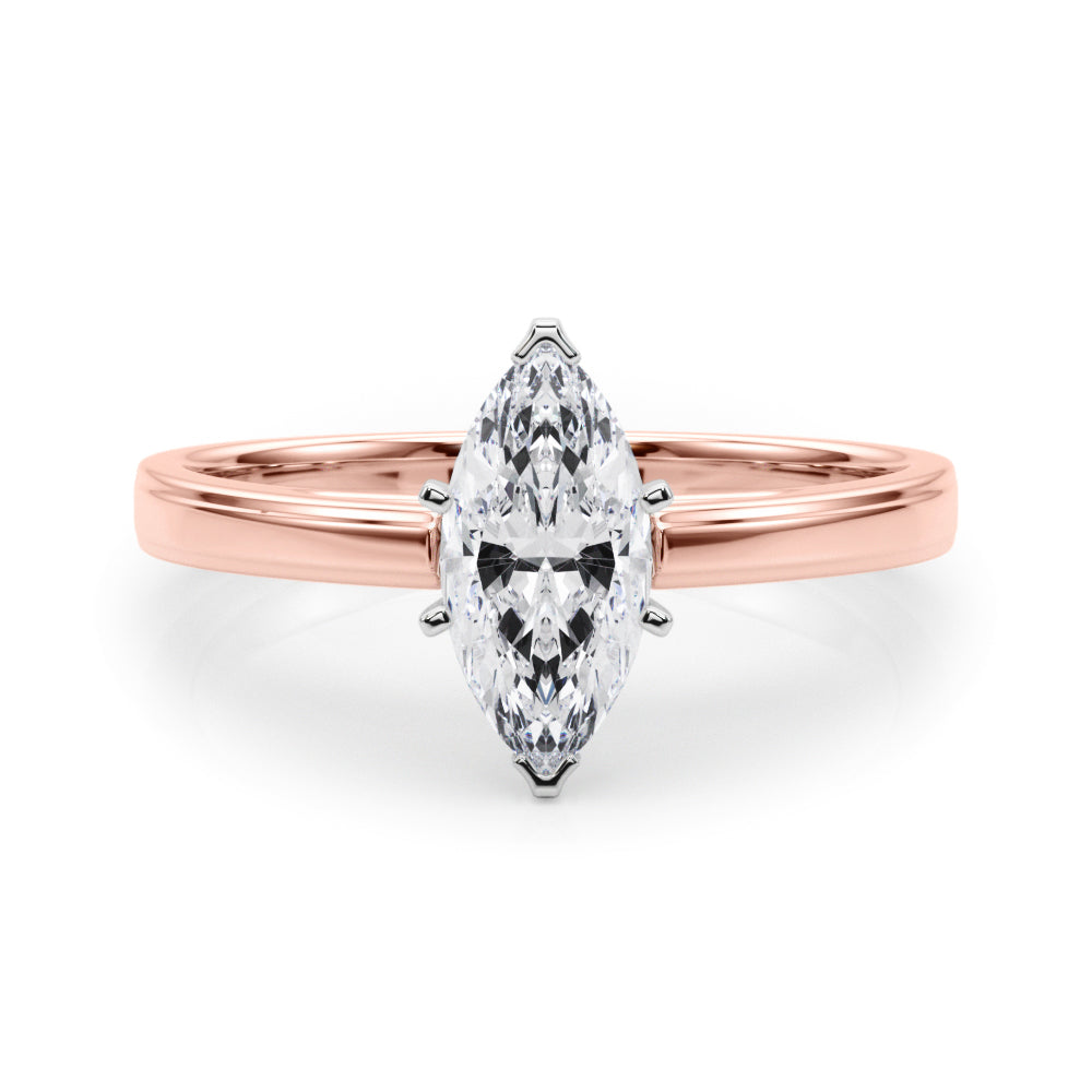 Radiant Solitaires Any Shape Round Diamond Engagement Ring — 9K/18K Gold & Platinum