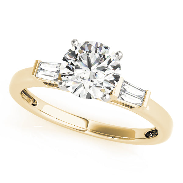Majestic Fancy Shape Baguette Remounts Round Diamond Engagement Ring — 9K/18K Gold & Platinum