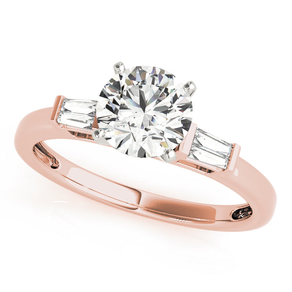 Majestic Fancy Shape Baguette Remounts Round Diamond Engagement Ring — 9K/18K Gold & Platinum