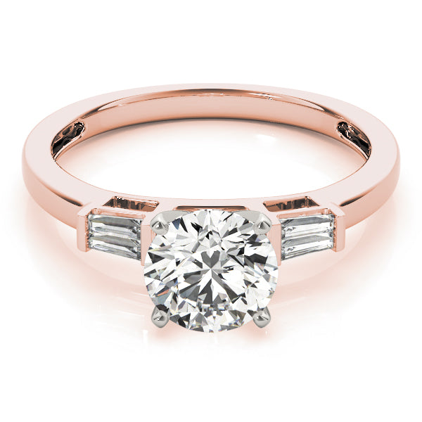 Majestic Fancy Shape Baguette Remounts Round Diamond Engagement Ring — 9K/18K Gold & Platinum