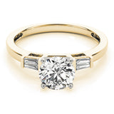 Majestic Fancy Shape Baguette Remounts Round Diamond Engagement Ring — 9K/18K Gold & Platinum