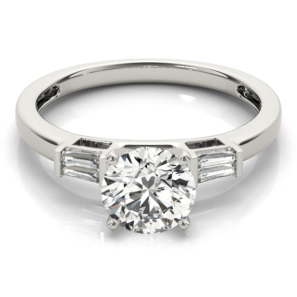 Majestic Fancy Shape Baguette Remounts Round Diamond Engagement Ring — 9K/18K Gold & Platinum