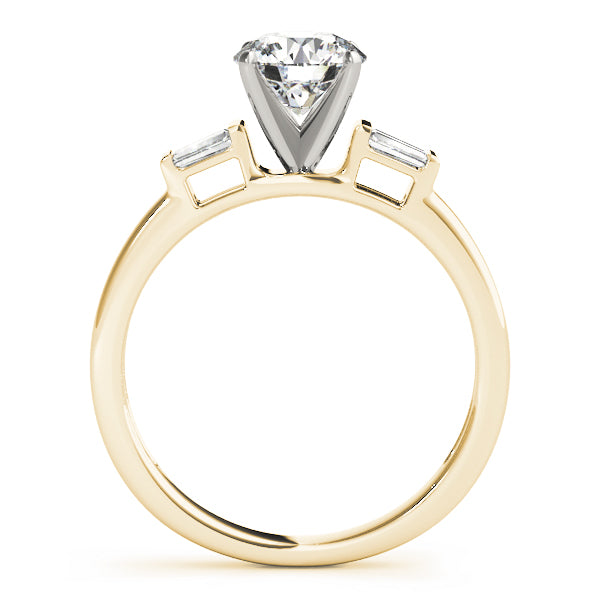 Majestic Fancy Shape Baguette Remounts Round Diamond Engagement Ring — 9K/18K Gold & Platinum