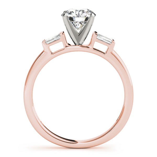 Majestic Fancy Shape Baguette Remounts Round Diamond Engagement Ring — 9K/18K Gold & Platinum
