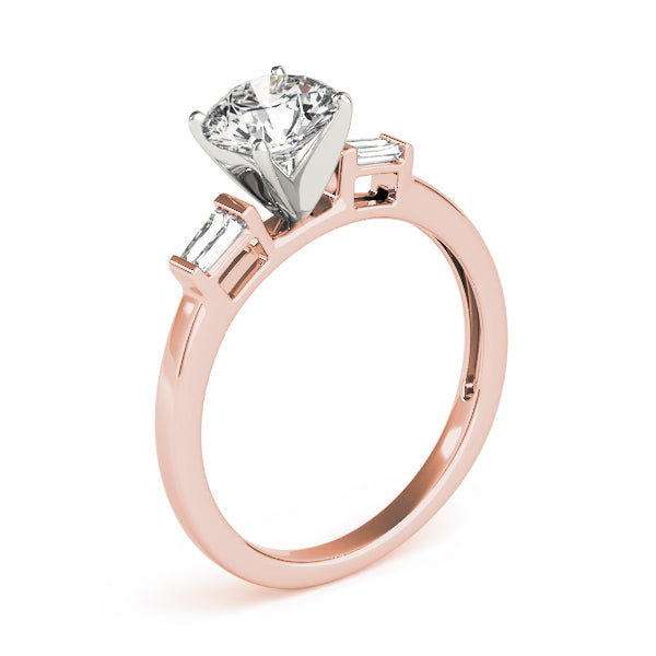 Majestic Fancy Shape Baguette Remounts Round Diamond Engagement Ring — 9K/18K Gold & Platinum