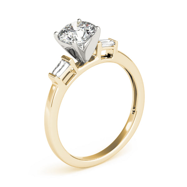 Majestic Fancy Shape Baguette Remounts Round Diamond Engagement Ring — 9K/18K Gold & Platinum