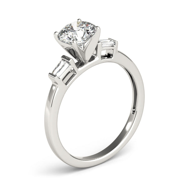 Majestic Fancy Shape Baguette Remounts Round Diamond Engagement Ring — 9K/18K Gold & Platinum